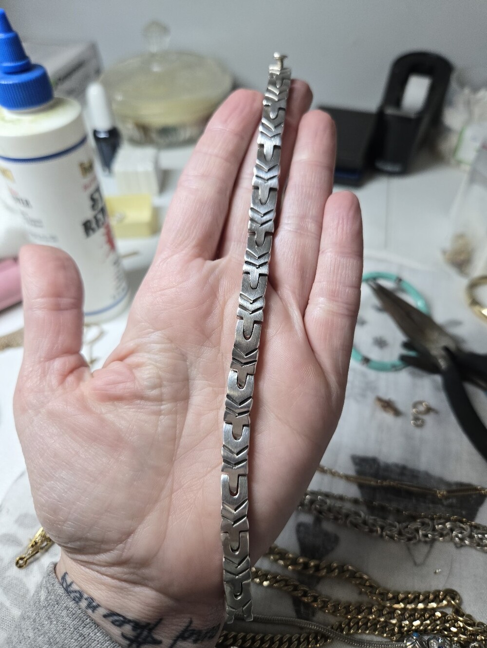 Sterling Silver Link Bracelet - Sleek Geometric Design